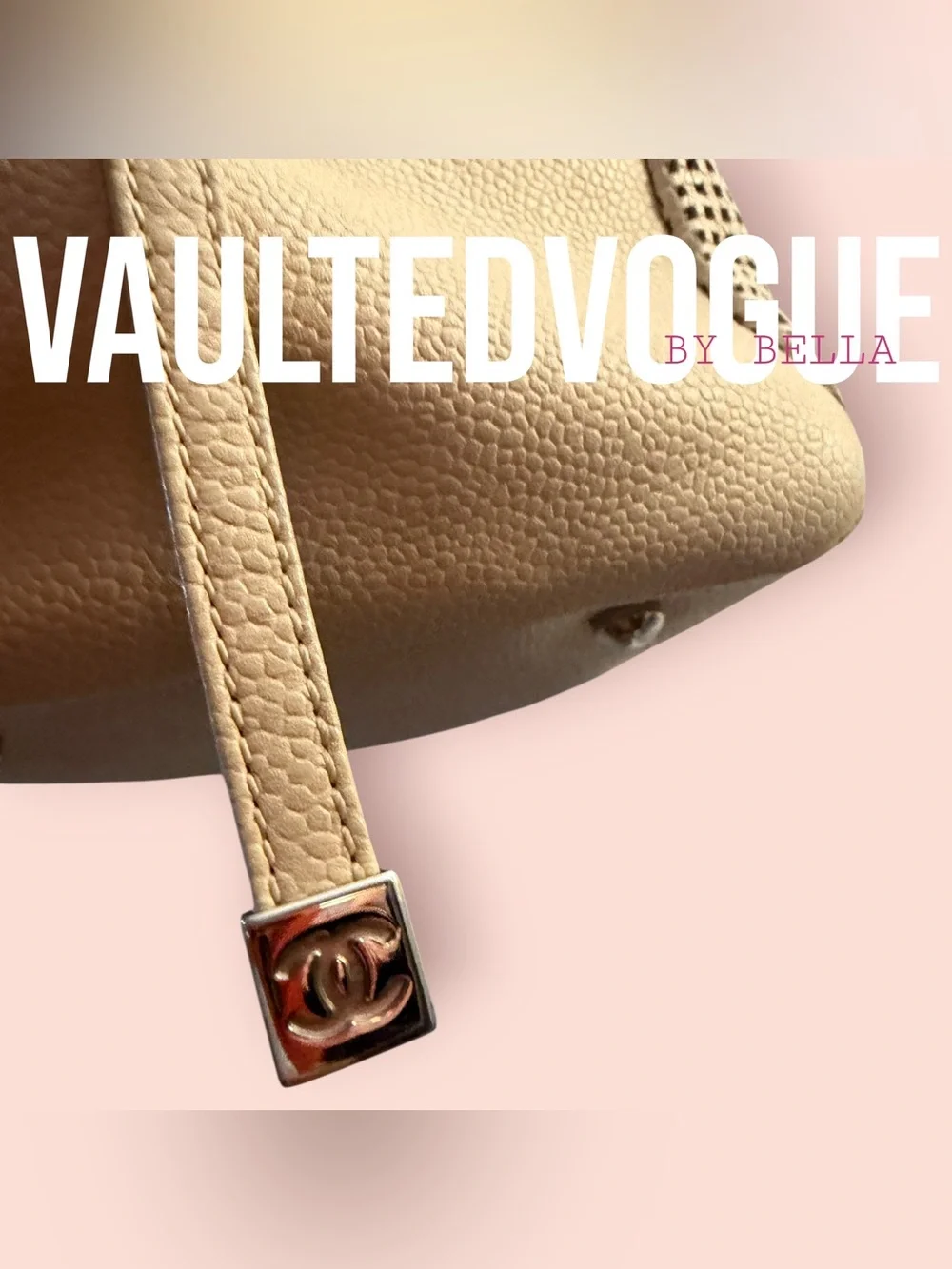 CHANEL Beige Perforated Leather Tote with CC Logo